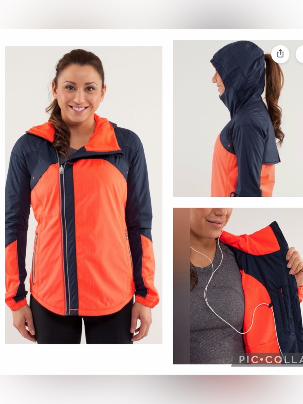 Lululemon Navy Orange Get Up And Glow Jacket Activewear Size 6